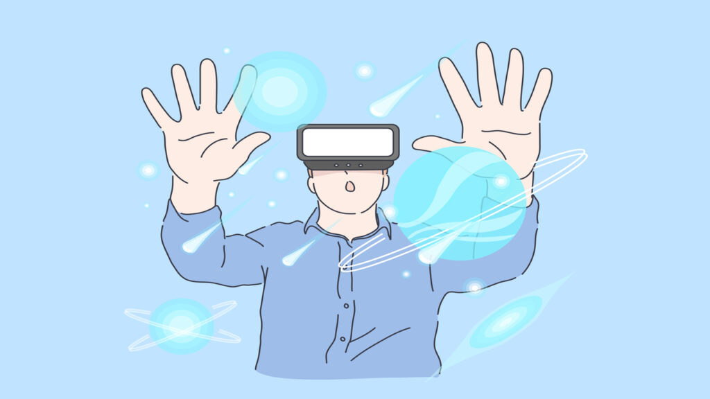 VR空間に没入している男性