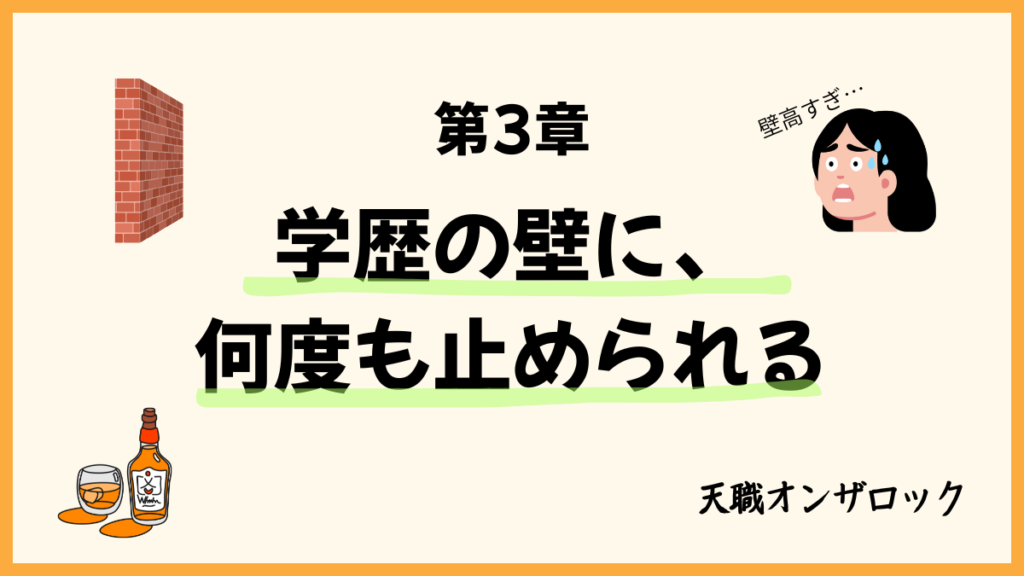 学歴の壁に何度も阻まれる