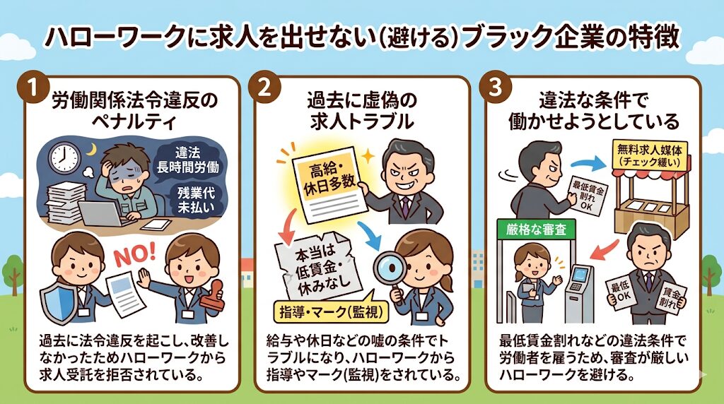 ハロワに求人を出せないブラック企業の特徴